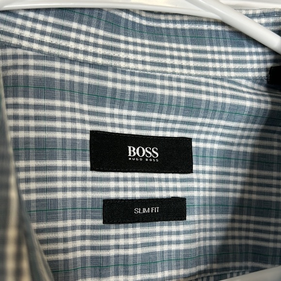 Boss Hugo Boss Ronny Plaid Slim Fit Shirt Men's Large Blue Button‎ Down - Picture 6 of 7
